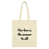 Love Answer Tote Bag, Inspirational Quote Bag, Gift for Her, Motivational Bag, Everyday Bag, Reusable Bag, Shopping Bag, Book Bag - Tawshia